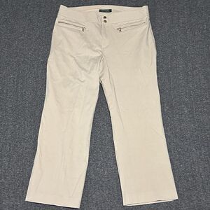 Lauren Ralph Lauren Women's 2 Button Zip Pockets Pants Beige Sz 10 (32x25.5)